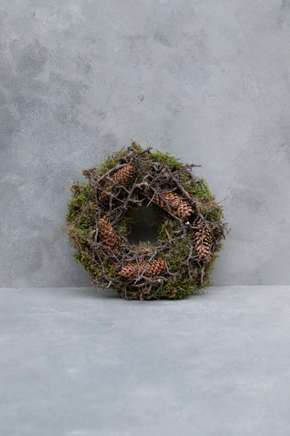 Bonsai-Mooskranz mit Zapfen · Ø 30–60 cm · Natur · 30 cm · Ansicht 1