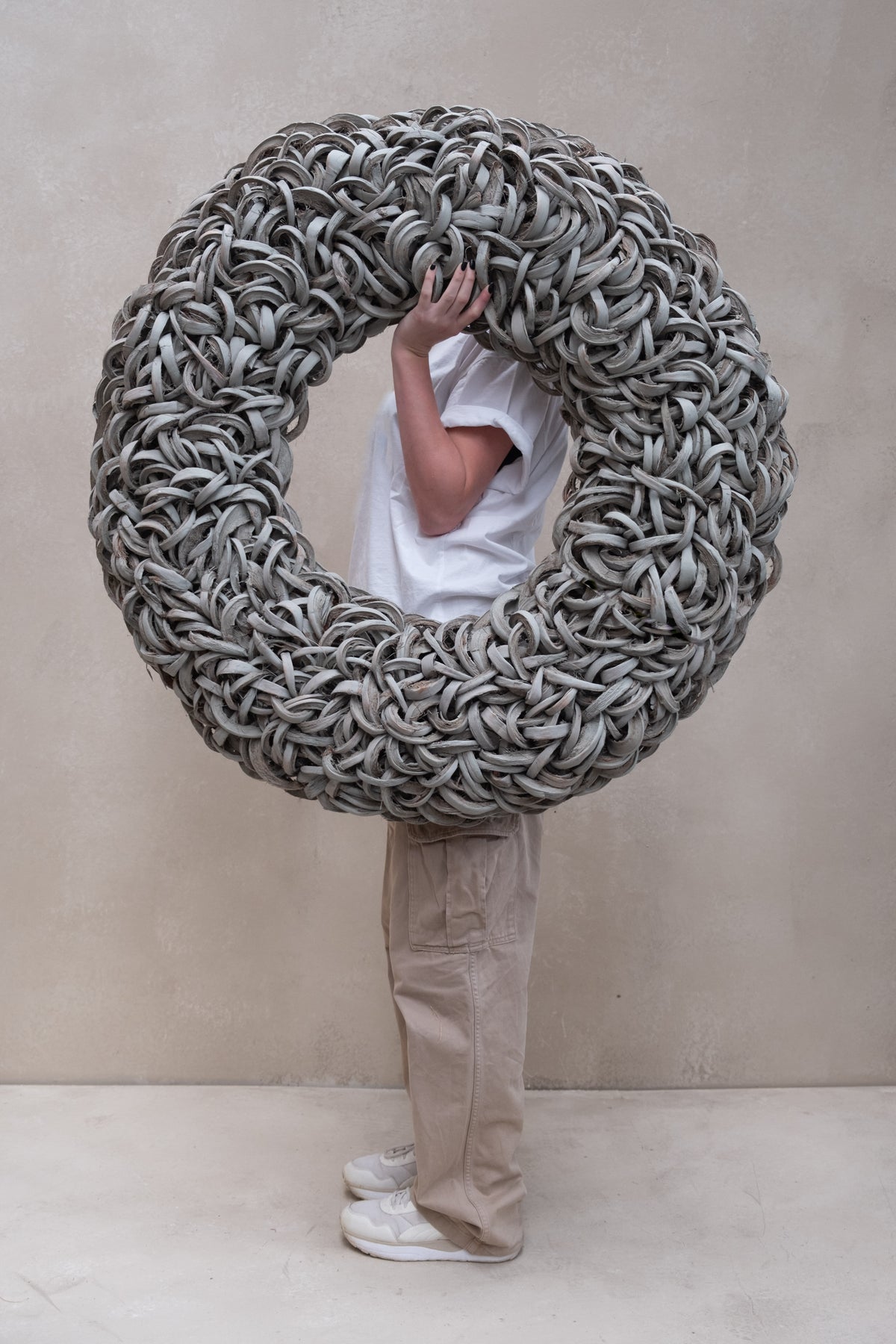 Kokosscheibenkranz · Ø 40–55 cm · Grau gewaschen · 40 cm · Ansicht 2