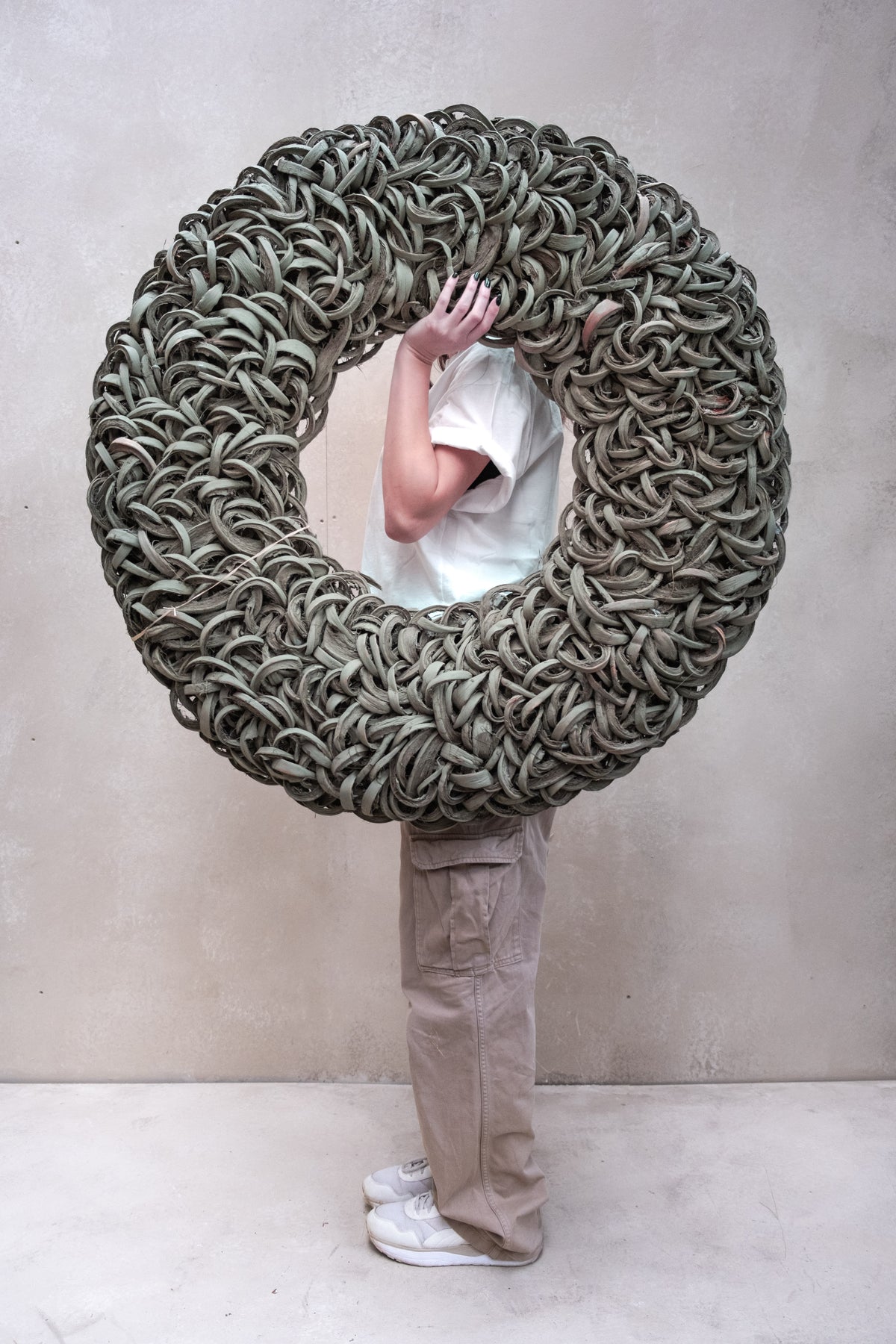 Kokosscheibenkranz · Ø 40–55 cm · Altgrün gewaschen · 40 cm · Ansicht 2