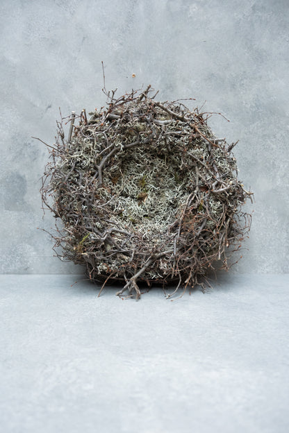 Grauer Moosnestkranz mit Bonsai · Ø 30–40 cm · Natur · 30 cm · Ansicht 1
