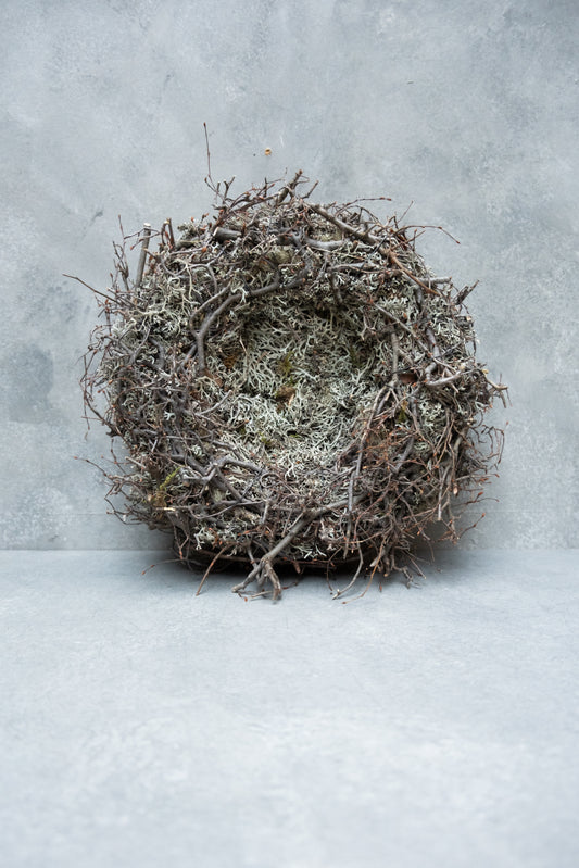 Grauer Moosnestkranz mit Bonsai · Ø 30–40 cm · Natur · 30 cm · Ansicht 1