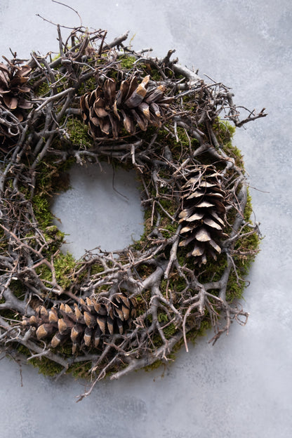 Mooskranz mit Bonsai und Weymouthskiefer · Ø 30–38 cm · Natur · 38 cm · Ansicht 2