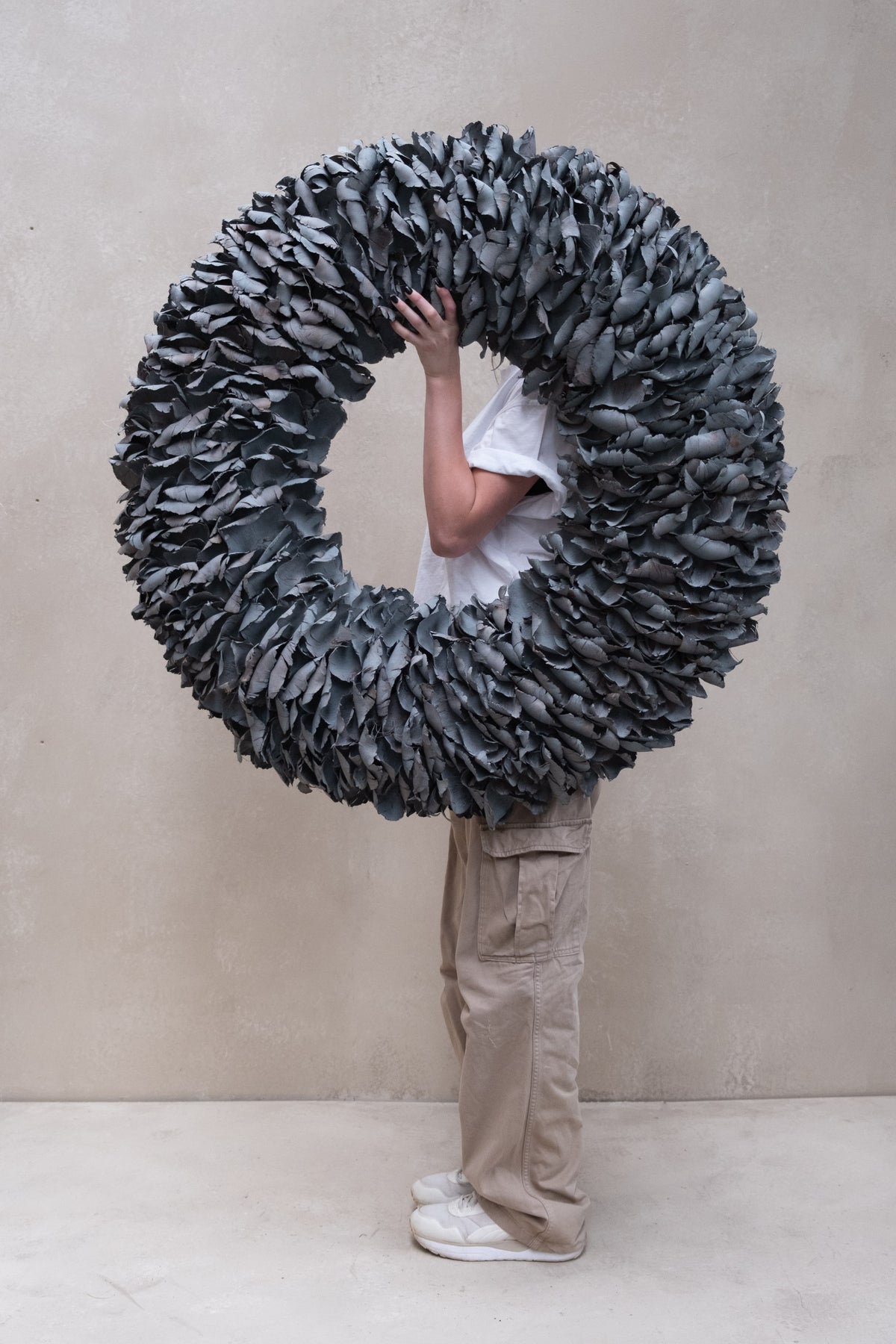 Palmblattkranz · Ø 25–100 cm · Dunkelgrau gewaschen · 100 cm · Ansicht 1