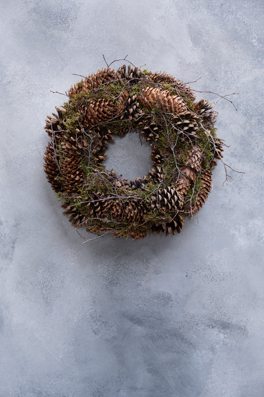 Mooskranz mit Kiefer und Zweigen · Ø 30 cm · Natur · 30 cm · Ansicht 1