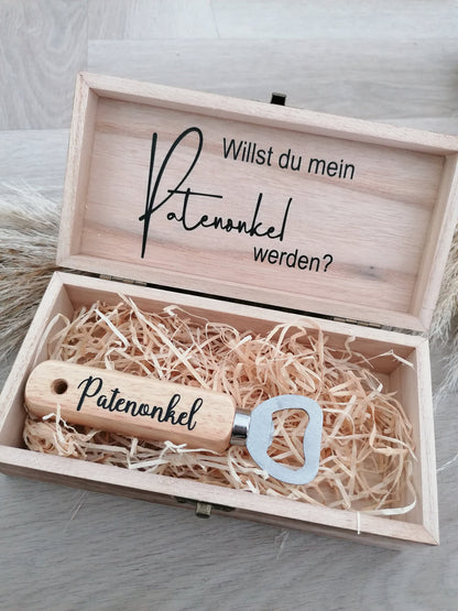Patenonkel fragen/ Geschenkbox/ möchtest du mein Patenonkel sein? Überraschung/ Geschenk/ Pate/ Taufe/ Onkel/ Geschenk